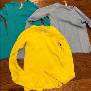 lululemon athletica align Long Sleeve Tees - Yellow, Blue, and Teal size 0, 0, 2